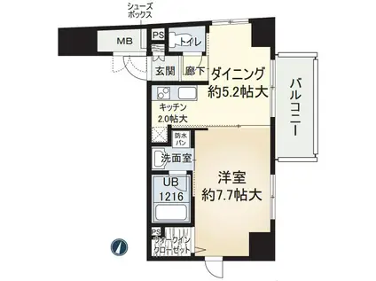 カーサ セレーネ(1DK/9階)の間取り写真