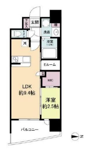 セレニテ難波リアン(1LDK/12階)の間取り写真
