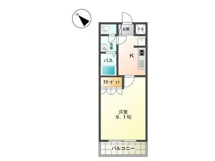 エスポアール(1K/2階)の間取り写真