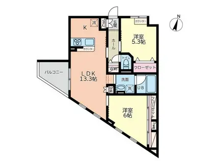 マノワール(2LDK/3階)の間取り写真