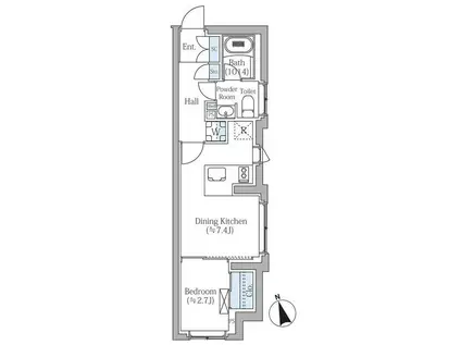 COMPOSITE新宿三丁目(1DK/2階)の間取り写真