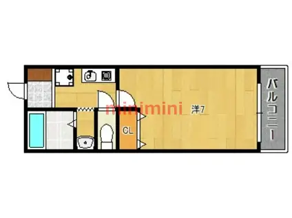 パインヴィレッジ(1K/2階)の間取り写真