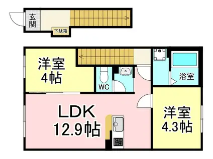 カーサ・リブラ(2LDK/2階)の間取り写真