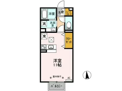 幸ー歩1024 A/B/C(ワンルーム/1階)の間取り写真