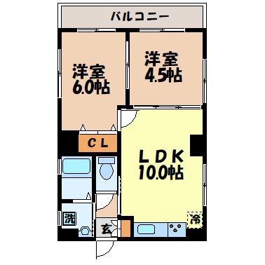 COCO今博多町(2LDK/8階)の間取り写真