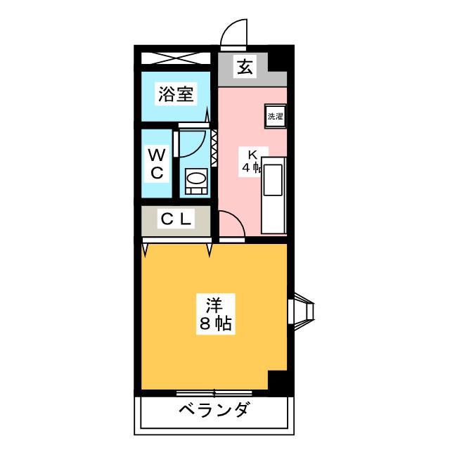 ラビットストリートII(1K/2階)の間取り写真