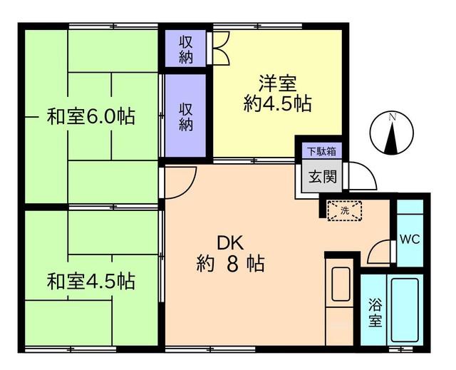 サンライフ秋谷(3DK/1階)の間取り写真