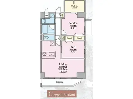 プレド・ラガール(2LDK/3階)の間取り写真