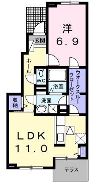 プルミエール ラ・メゾン(1LDK/2階)の間取り写真