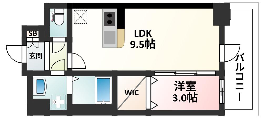 ファーストフィオーレ三国II(1LDK/6階)の間取り写真