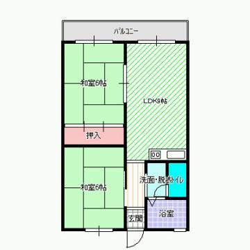 赤川ハイツ(2LDK/2階)の間取り写真
