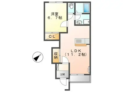 グリーンハイツ(1LDK/1階)の間取り写真