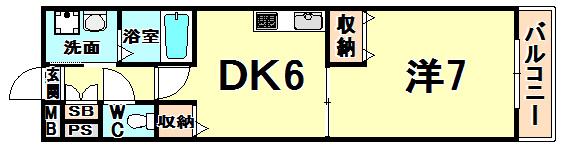 グランシャリオ塚口(1DK/3階)の間取り写真
