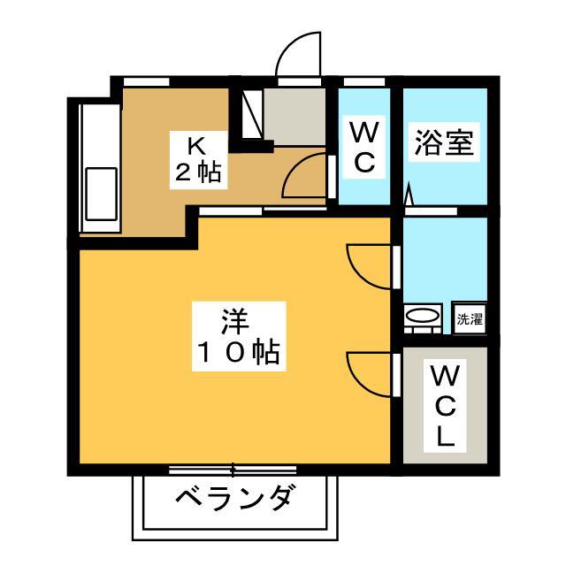 セントラル中央(1K/2階)の間取り写真