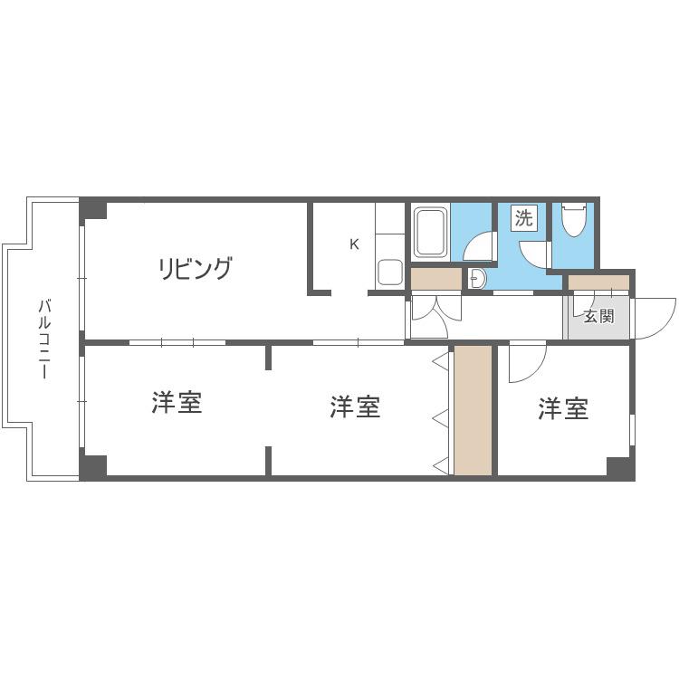 千松ハイツ(3LDK/1階)の間取り写真