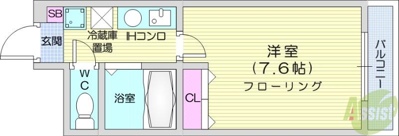 HIKOハイツ(1K/7階)の間取り写真