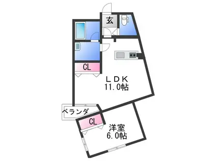 ルシェール(1LDK/4階)の間取り写真