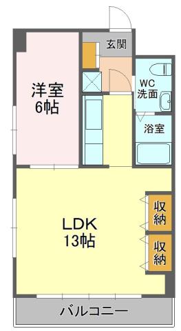 ヴィラ茶町通(1LDK/5階)の間取り写真