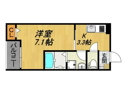 LE COCON 北名古屋II(1K/3階)の間取り写真