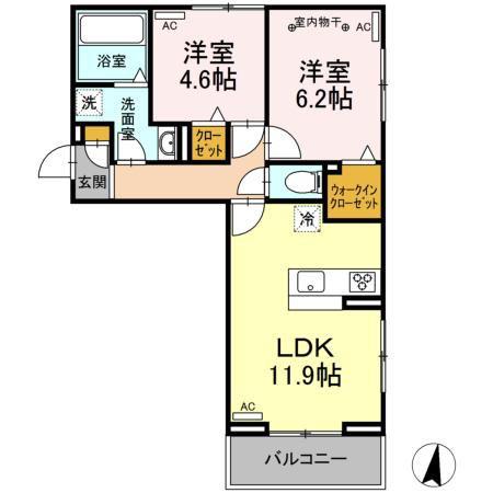 D-ROOM 森本(2LDK/3階)の間取り写真