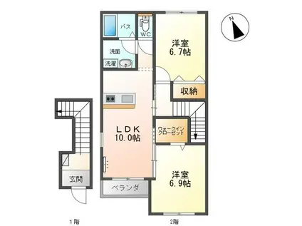 ヴァン ヴェール(2LDK/2階)の間取り写真