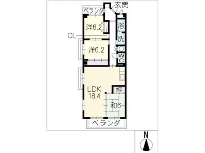 シェルコート辰巳(3LDK/3階)の間取り写真