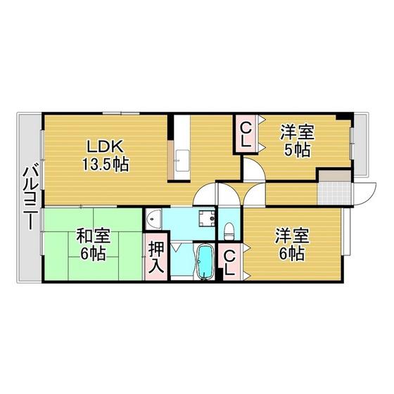 ディアス宮嵜(3LDK/2階)の間取り写真