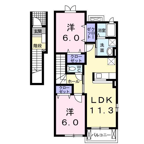 SMA・ラパスII(2LDK/2階)の間取り写真