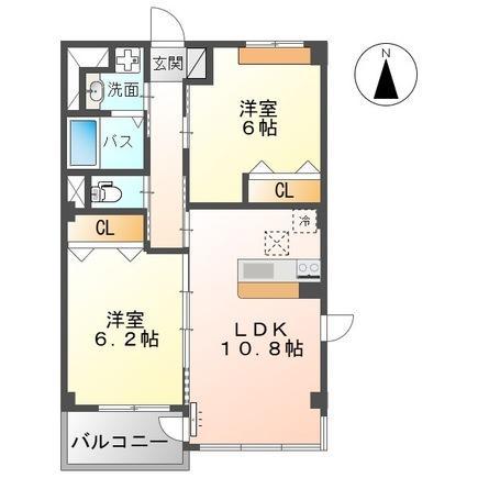 ティアクラウン(2LDK/3階)の間取り写真