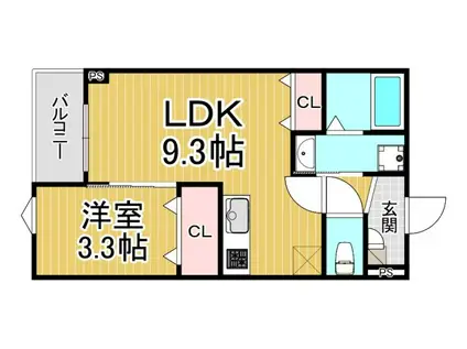 シエーナ川西中央3(1LDK/2階)の間取り写真