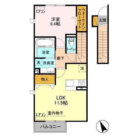 コトー・シェソワ 1(1LDK/2階)の間取り写真