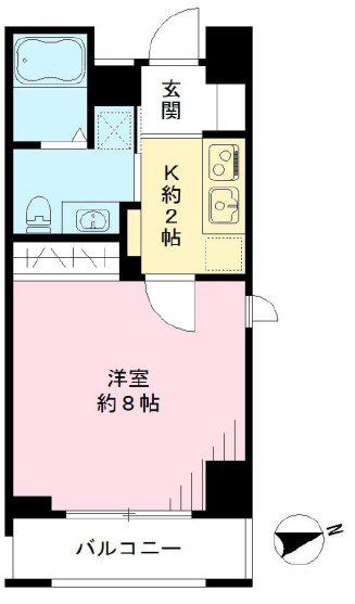 クラヴィーア仙川(1K/4階)の間取り写真
