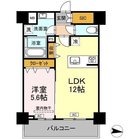 ラ・ベレッツァ フェリオ(1LDK/4階)の間取り写真