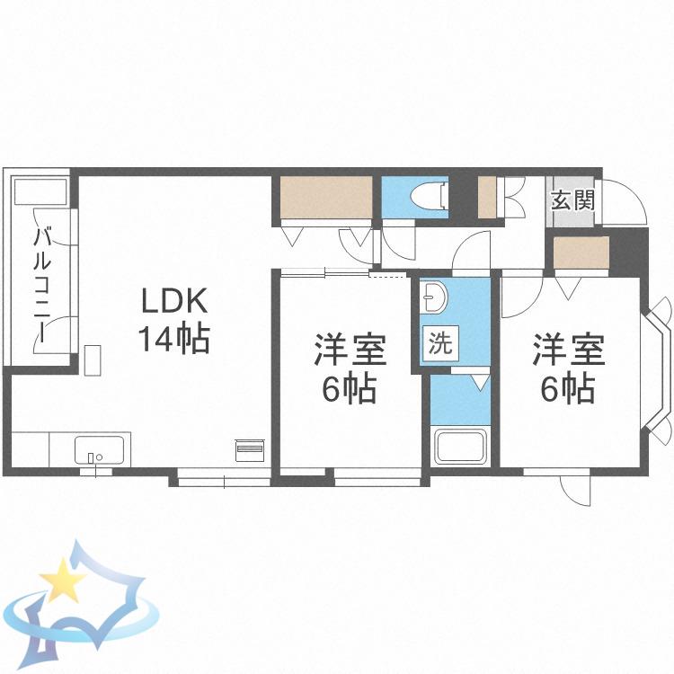 トラッパーII(2LDK/2階)の間取り写真