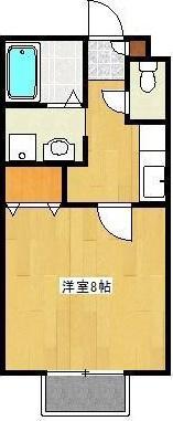 クロノス21御領B(1K/1階)の間取り写真