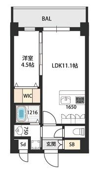 セントルイス京橋(1LDK/8階)の間取り写真