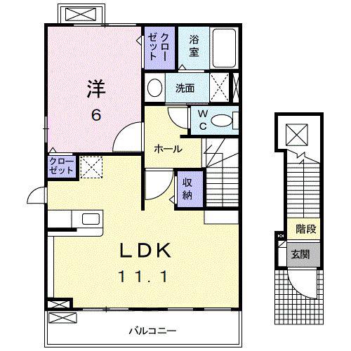 サニーロードB(1LDK/2階)の間取り写真