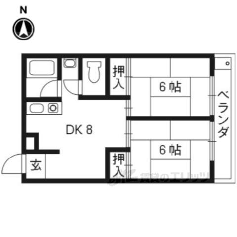 サンハイツ西ノ京(2LDK/2階)の間取り写真