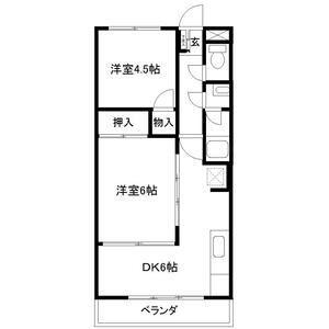 パールハイツ仙台(2DK/1階)の間取り写真