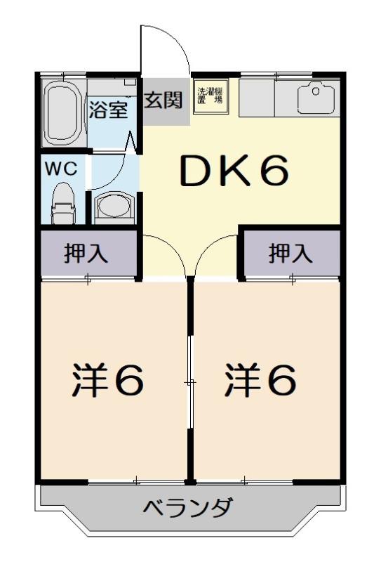 アーバンハウスやまよ(2DK/1階)の間取り写真