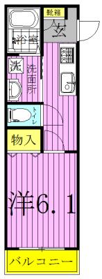 プルマージュ(1K/1階)の間取り写真