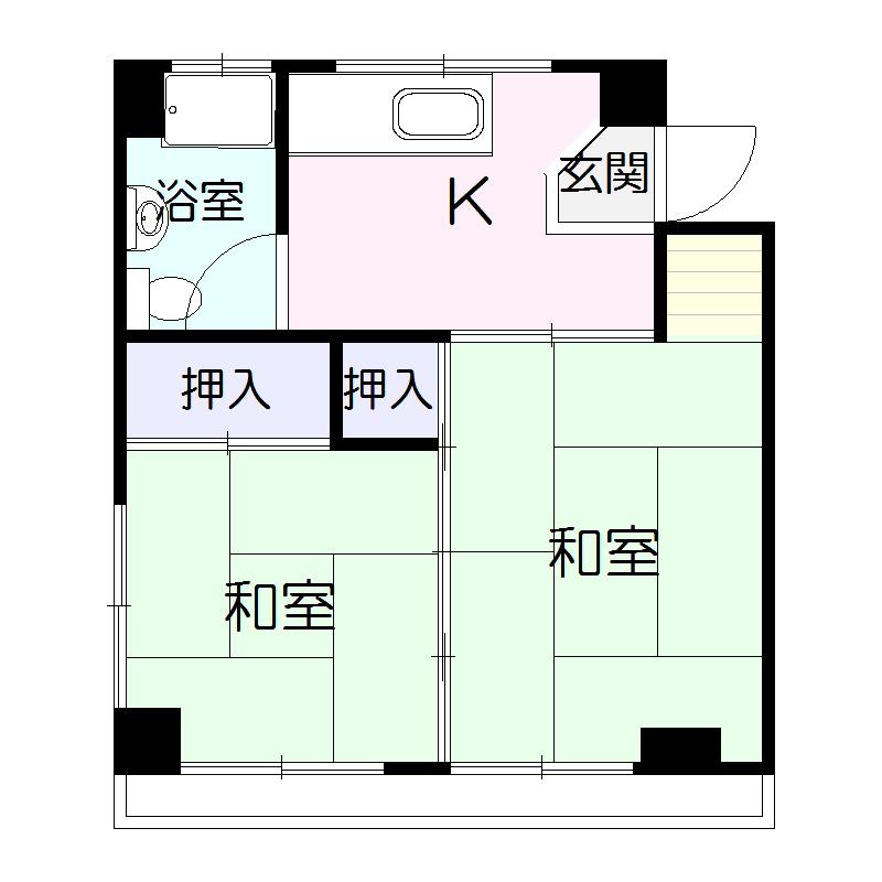 中島ビル(2K/4階)の間取り写真