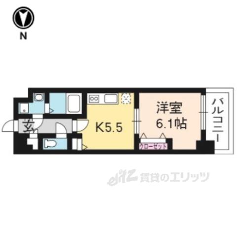 レジデンス西京極(1DK/7階)の間取り写真