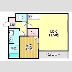 THE NOBLES久留米中央(1LDK/3階)の間取り写真