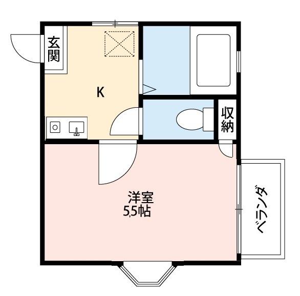ファミール仲村B棟(1K/2階)の間取り写真