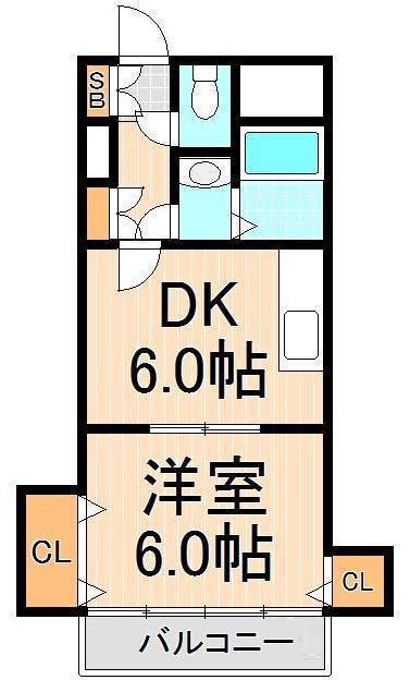 メゾンEX(1DK/2階)の間取り写真