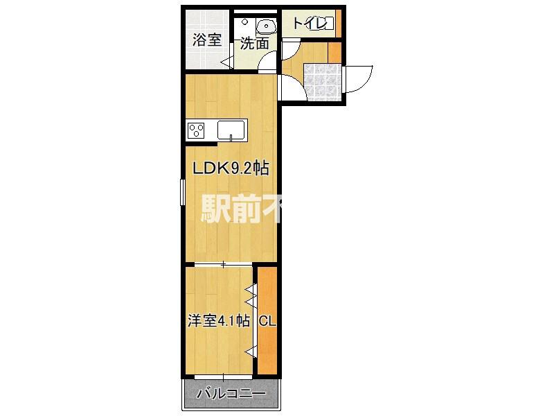 仮周船寺2丁目1号棟(1LDK/1階)の間取り写真