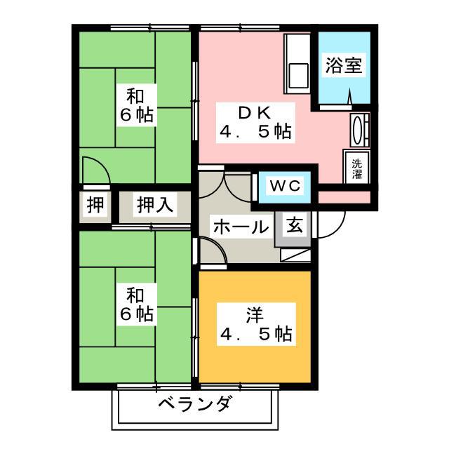 フレグランス緑ヶ丘C(3DK/1階)の間取り写真