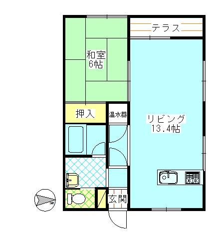 ガーディアンA(1LDK/1階)の間取り写真