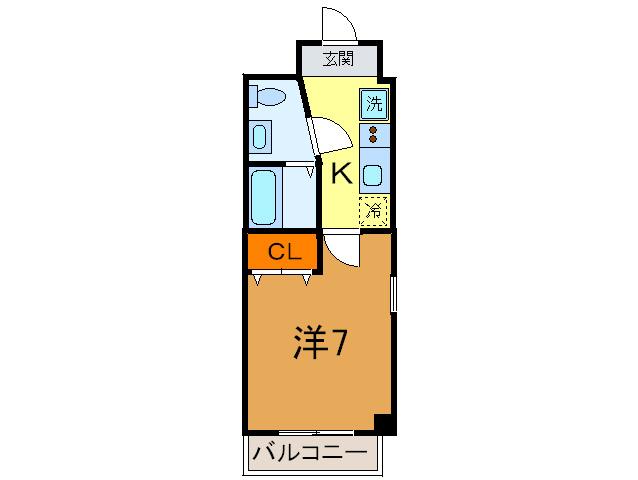 ラピッド元町(1K/4階)の間取り写真